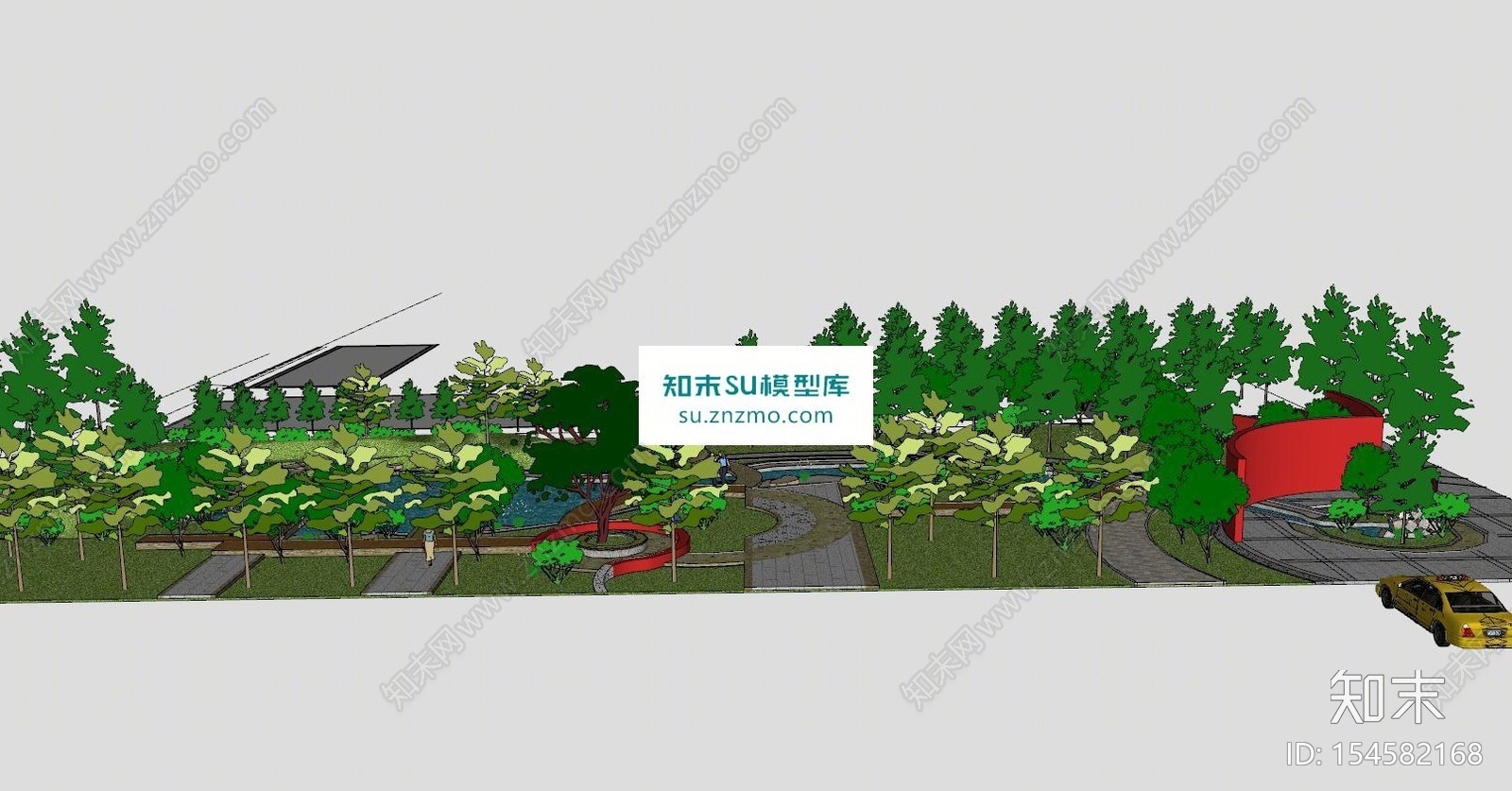 景观道路建筑SU模型下载【ID:154582168】