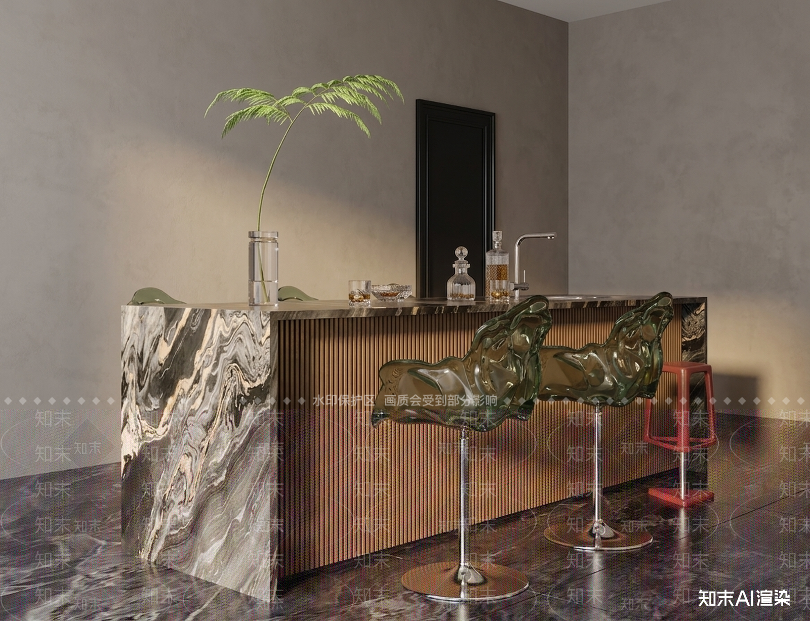 大理石中岛台岛台餐厅3D模型下载【ID:1227524892】