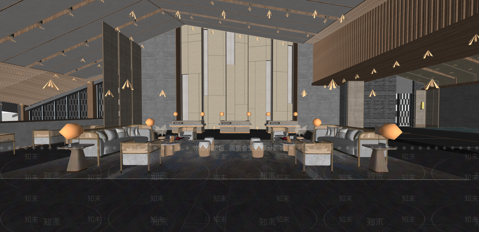 现代酒店大堂SU模型下载【ID:1215201746】