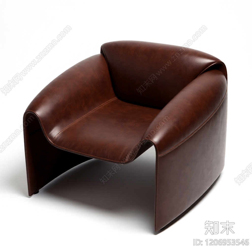 棕色皮质单人沙发3D模型下载【ID:1206953546】
