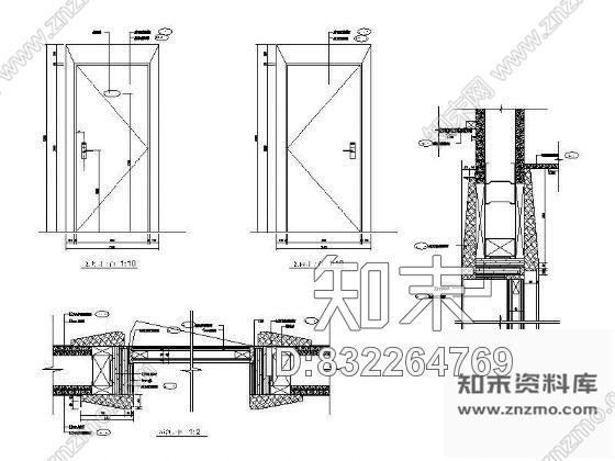 图块/节点按摩间木门详图cad施工图下载【ID:832264769】