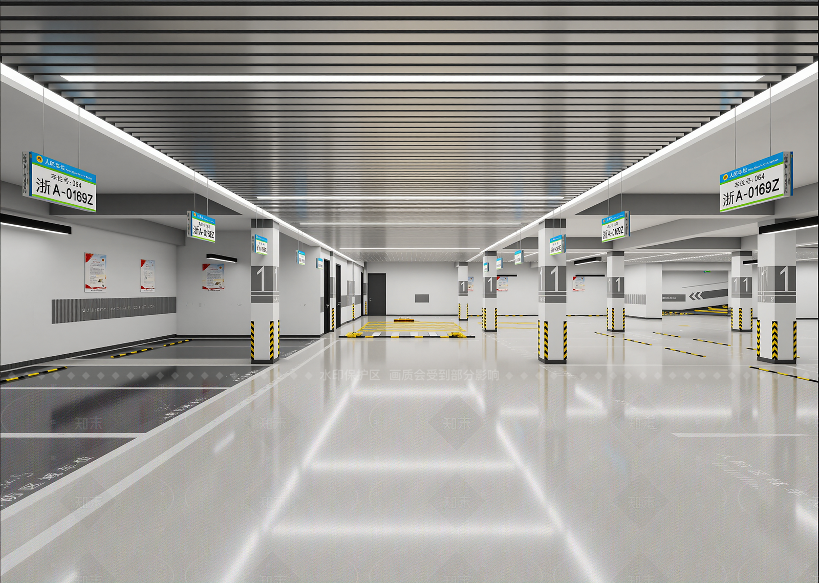 现代室内停车场3D模型下载【ID:1214937932】