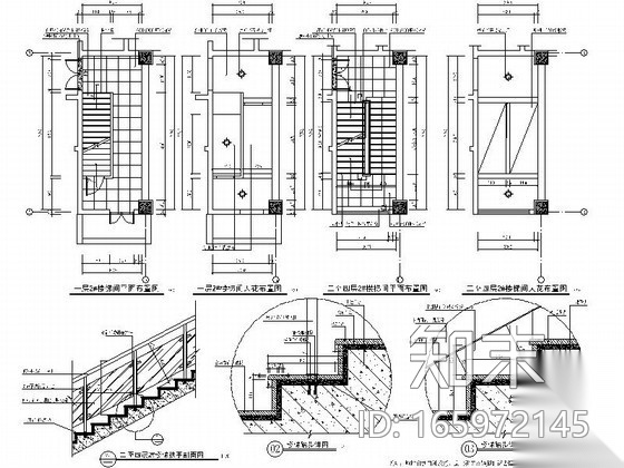 写字楼楼梯间详图cad施工图下载【ID:165972145】