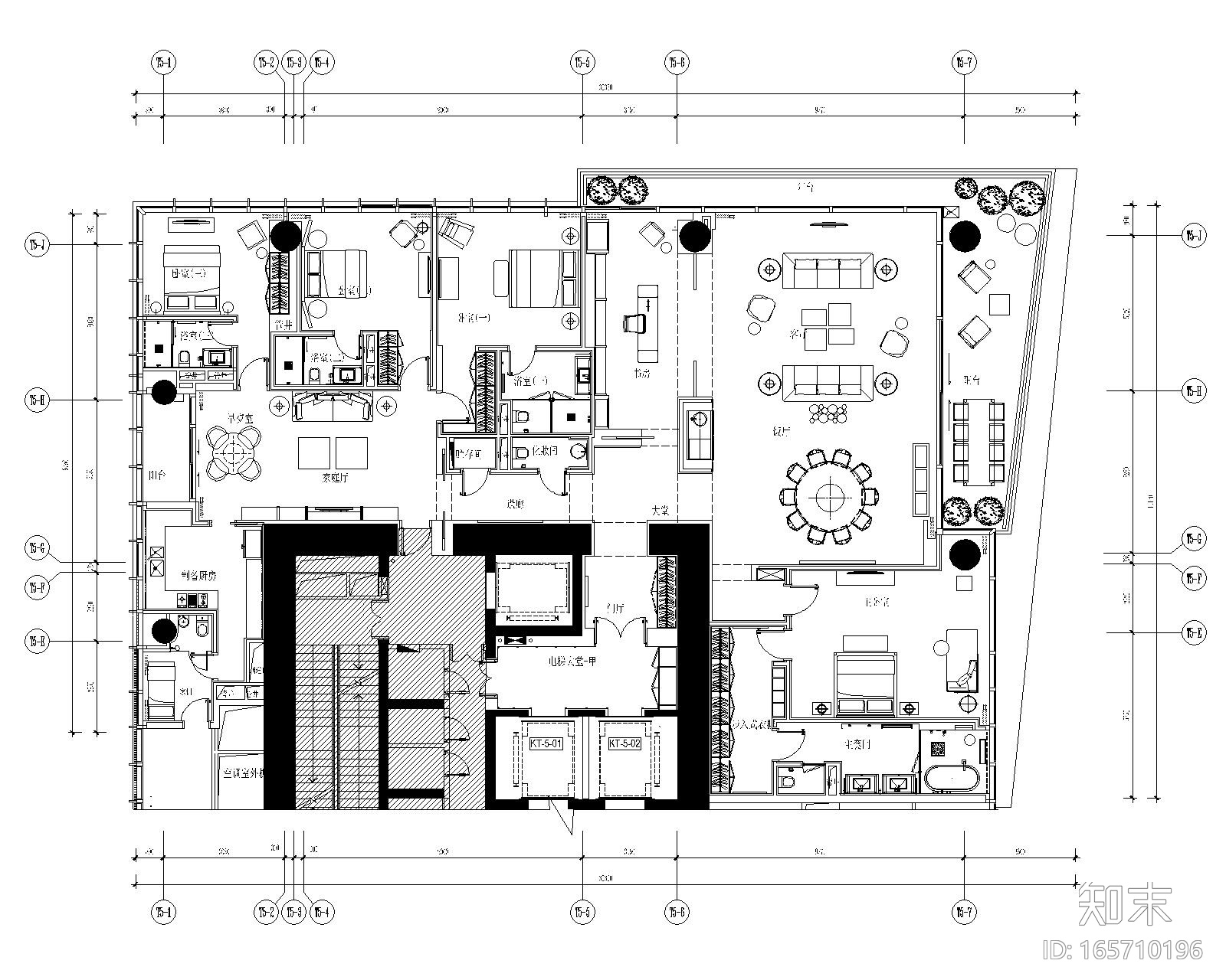 [YabuPushelberg]深圳湾1号-现代风格豪华五居室样板间室...cad施工图下载【ID:165710196】