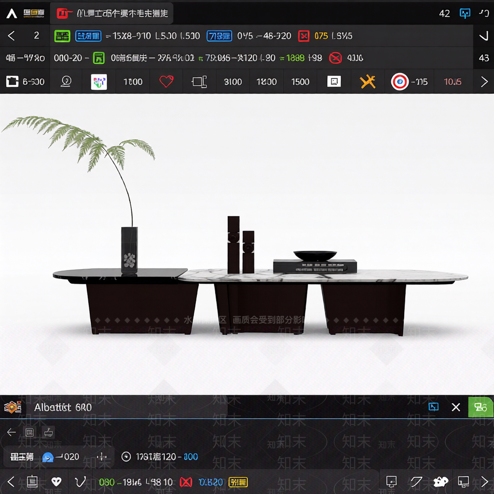 大理石桌装饰组合3D模型下载【ID:1206195626】