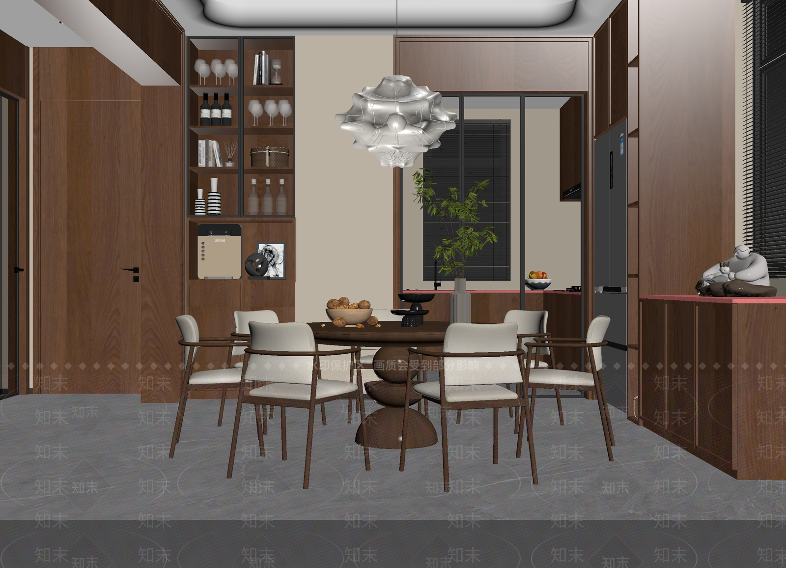 新中式家居餐厅3D模型下载【ID:1214815930】