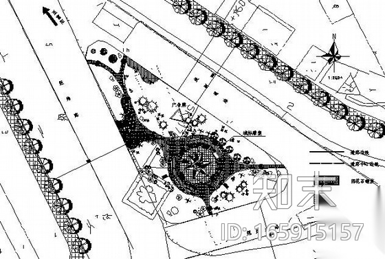 浙江道路交叉口交通岛绿化设计cad施工图下载【ID:165915157】