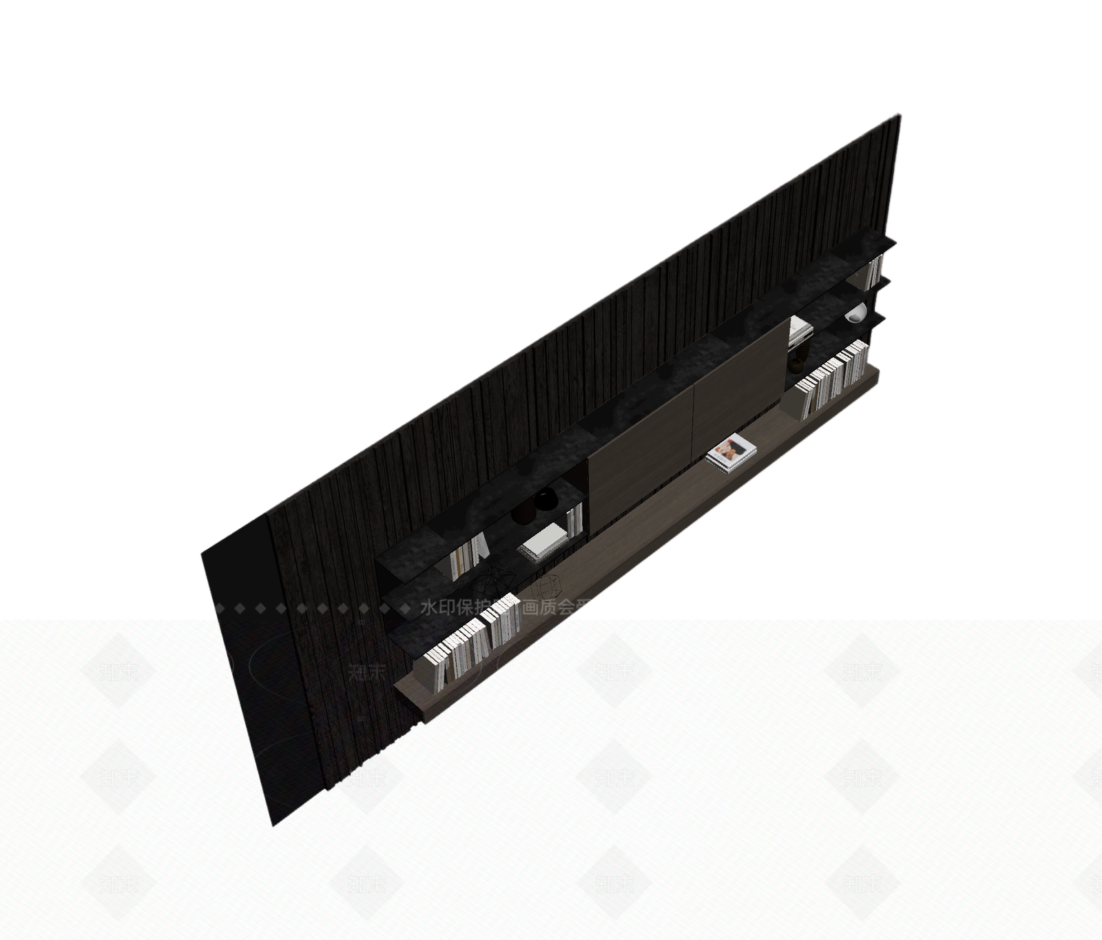 现代书架组合3D模型下载【ID:1205547986】