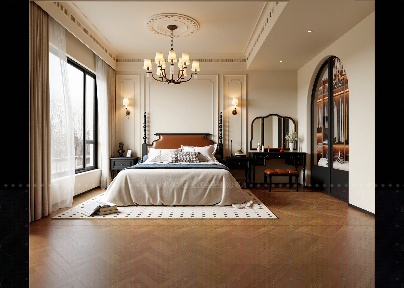 美式酒店客房3D模型下载【ID:1214937999】