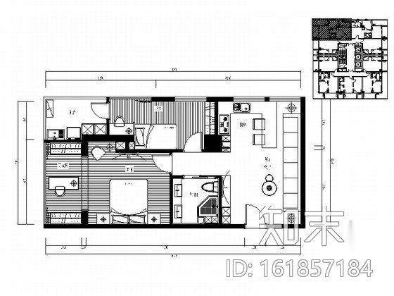 [福州]东南亚风格两居室样板房室内设计施工图（含效果图...cad施工图下载【ID:161857184】