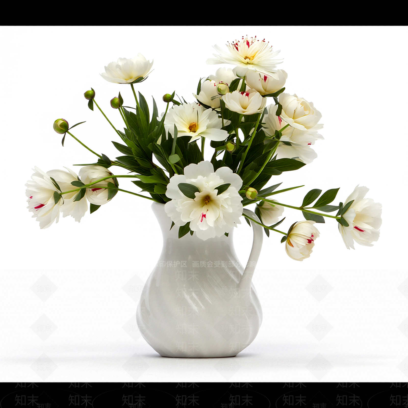 白色花瓶与花卉组合3D模型下载【ID:1206190894】