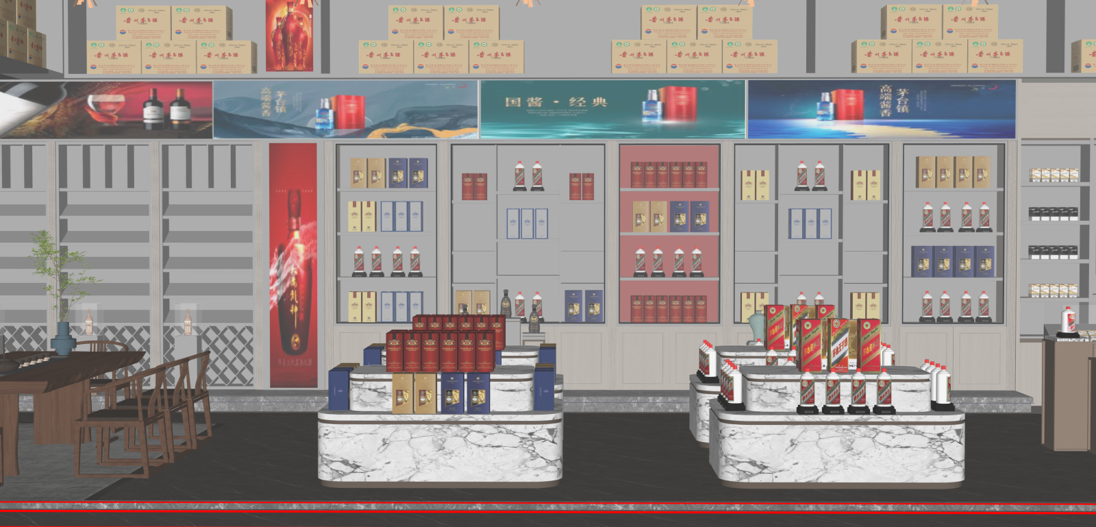 新中式烟酒店SU模型下载【ID:1215930484】