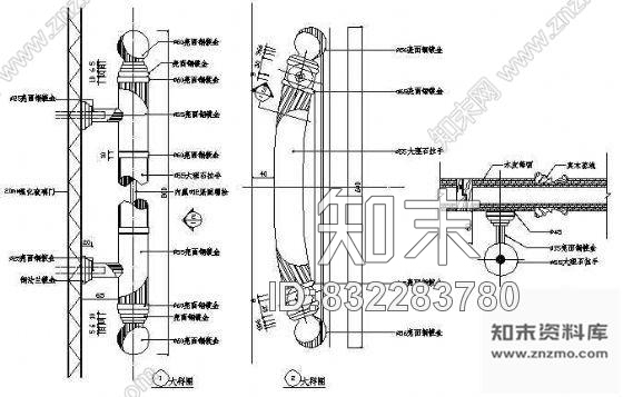 图块/节点大理石拉手详图cad施工图下载【ID:832283780】