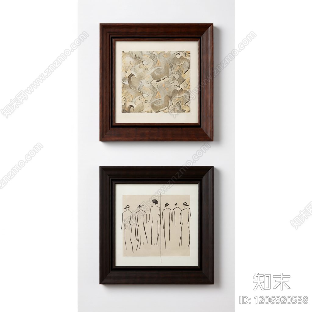 装饰画组合挂画3D模型下载【ID:1206920538】