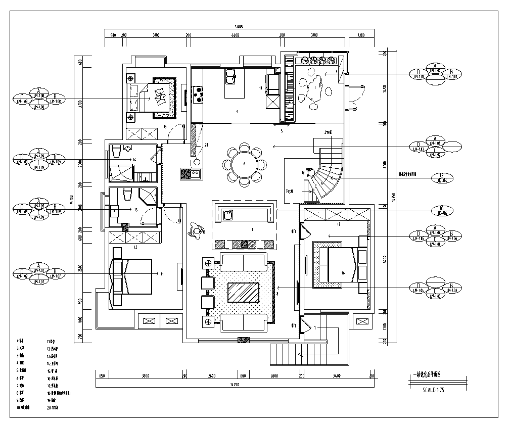 北京某别墅室内装修设计施工图及效果图cad施工图下载【ID:161787146】