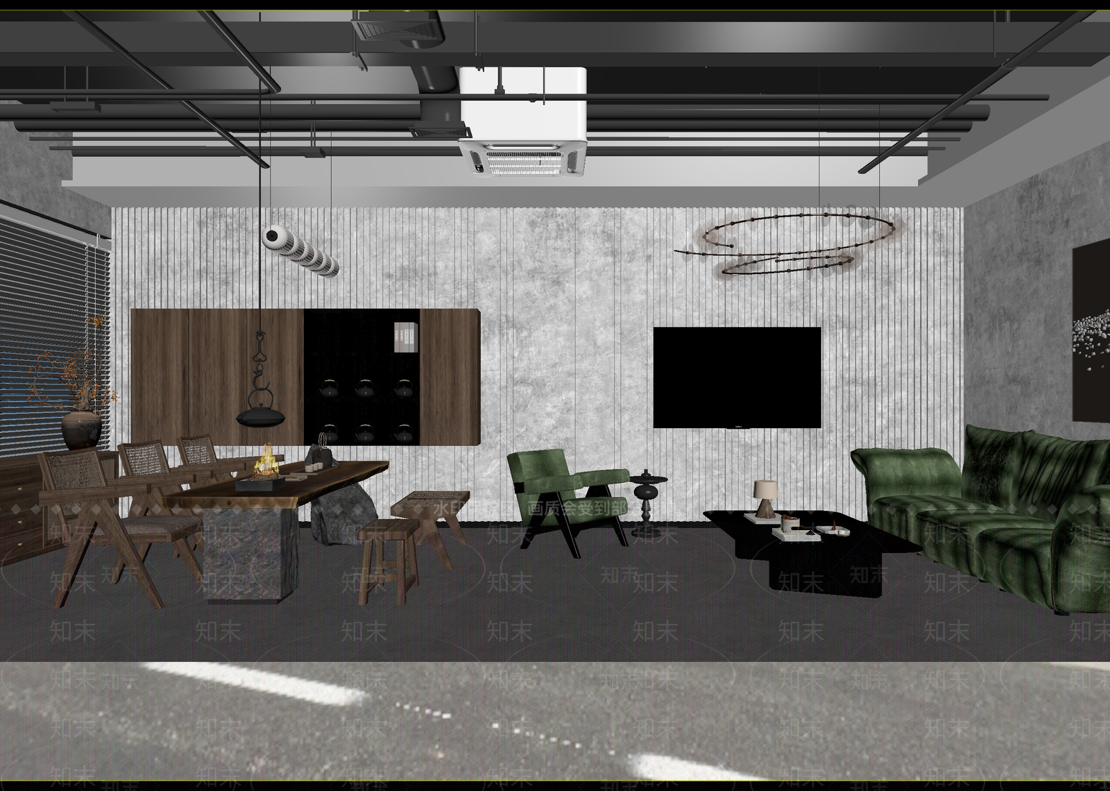 现代民宿大厅3D模型下载【ID:1215181254】