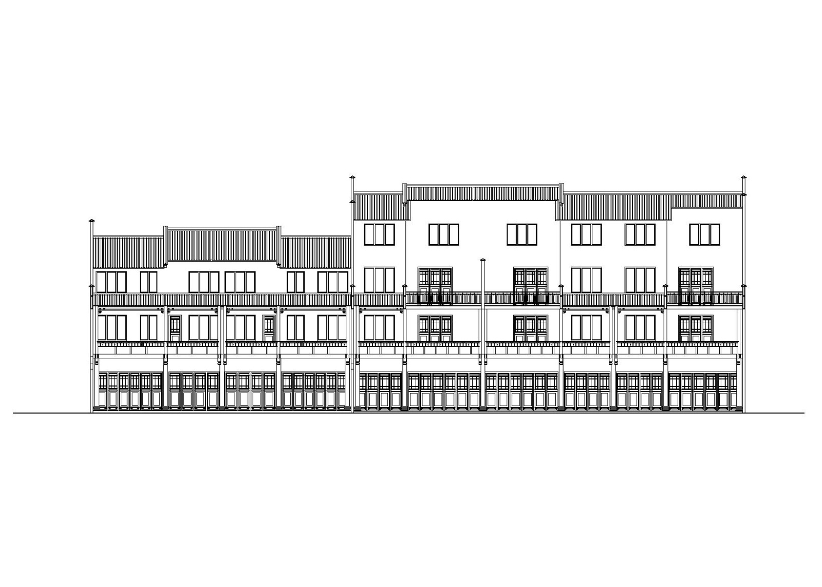 仿古民居建筑施工图（CAD）施工图下载【ID:149889147】