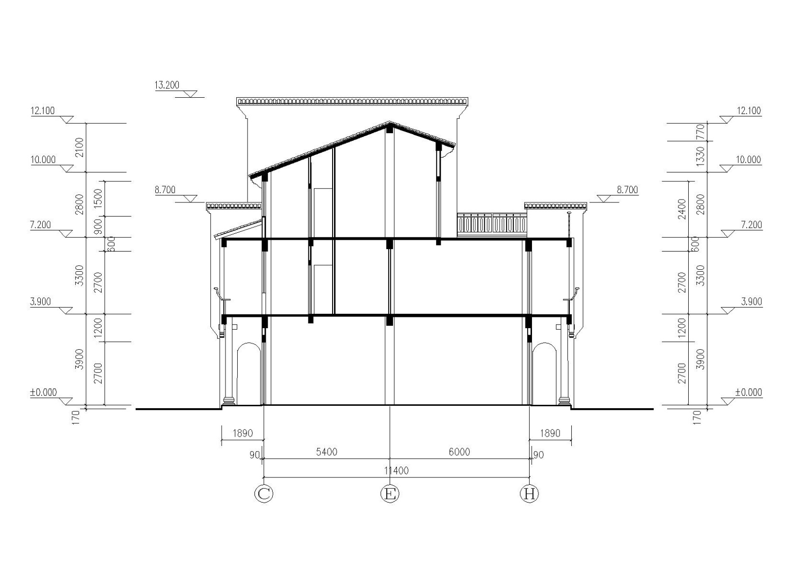 仿古民居建筑施工图（CAD）施工图下载【ID:149889147】