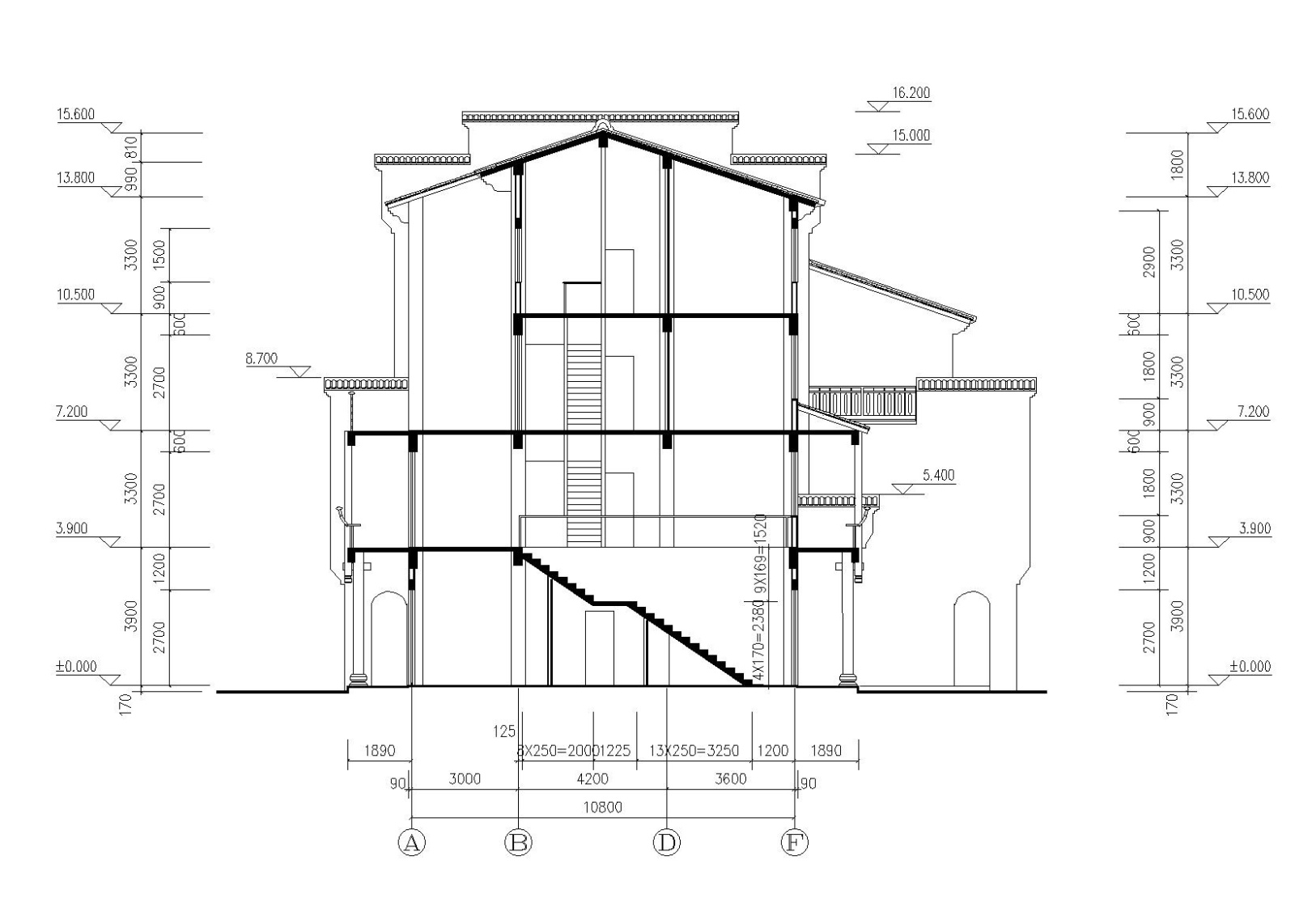 仿古民居建筑施工图（CAD）施工图下载【ID:149889147】