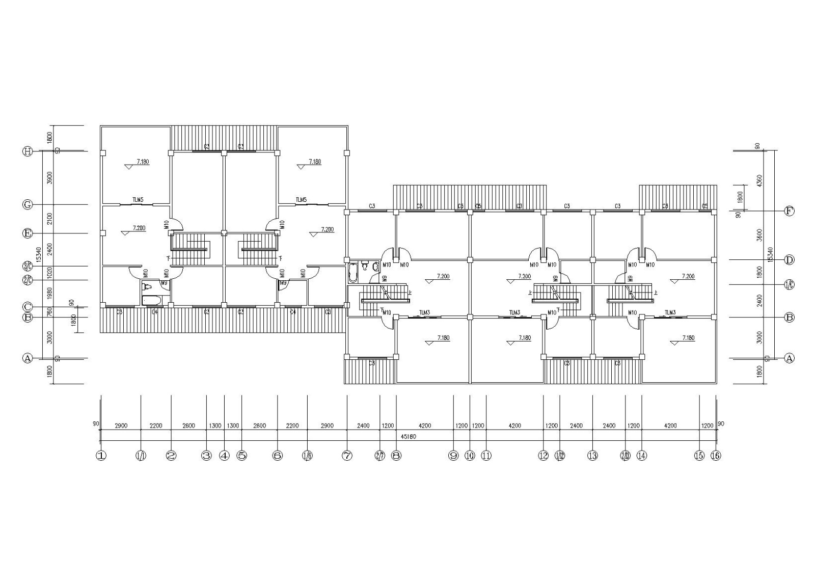 仿古民居建筑施工图（CAD）施工图下载【ID:149889147】