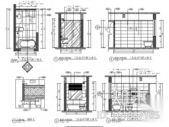 [珠海]炫主题时尚三居室样板房装修施工图cad施工图下载【ID:161887185】