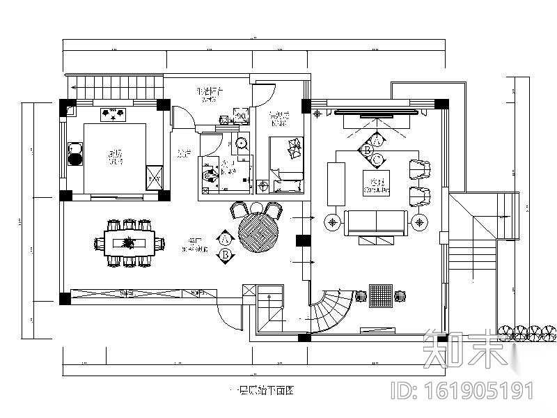 现代精致双层别墅室内装修图（含效果）施工图下载【ID:161905191】