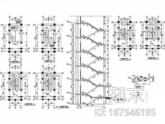 五层砖混结构住宅楼结构施工图（桩基础）cad施工图下载【ID:167546195】