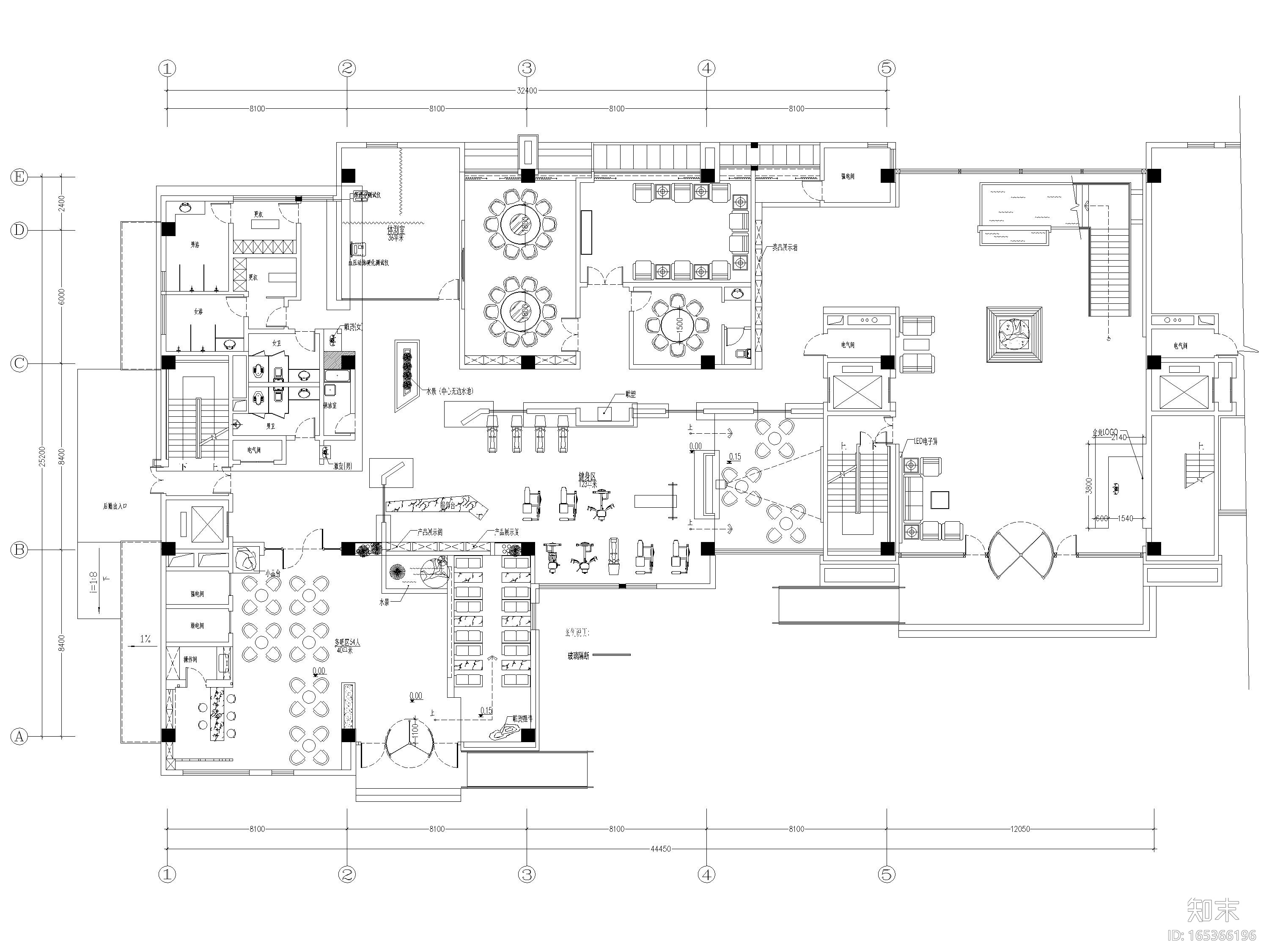 [北京]体育用品公司办公空间施工图+效果图cad施工图下载【ID:165366196】