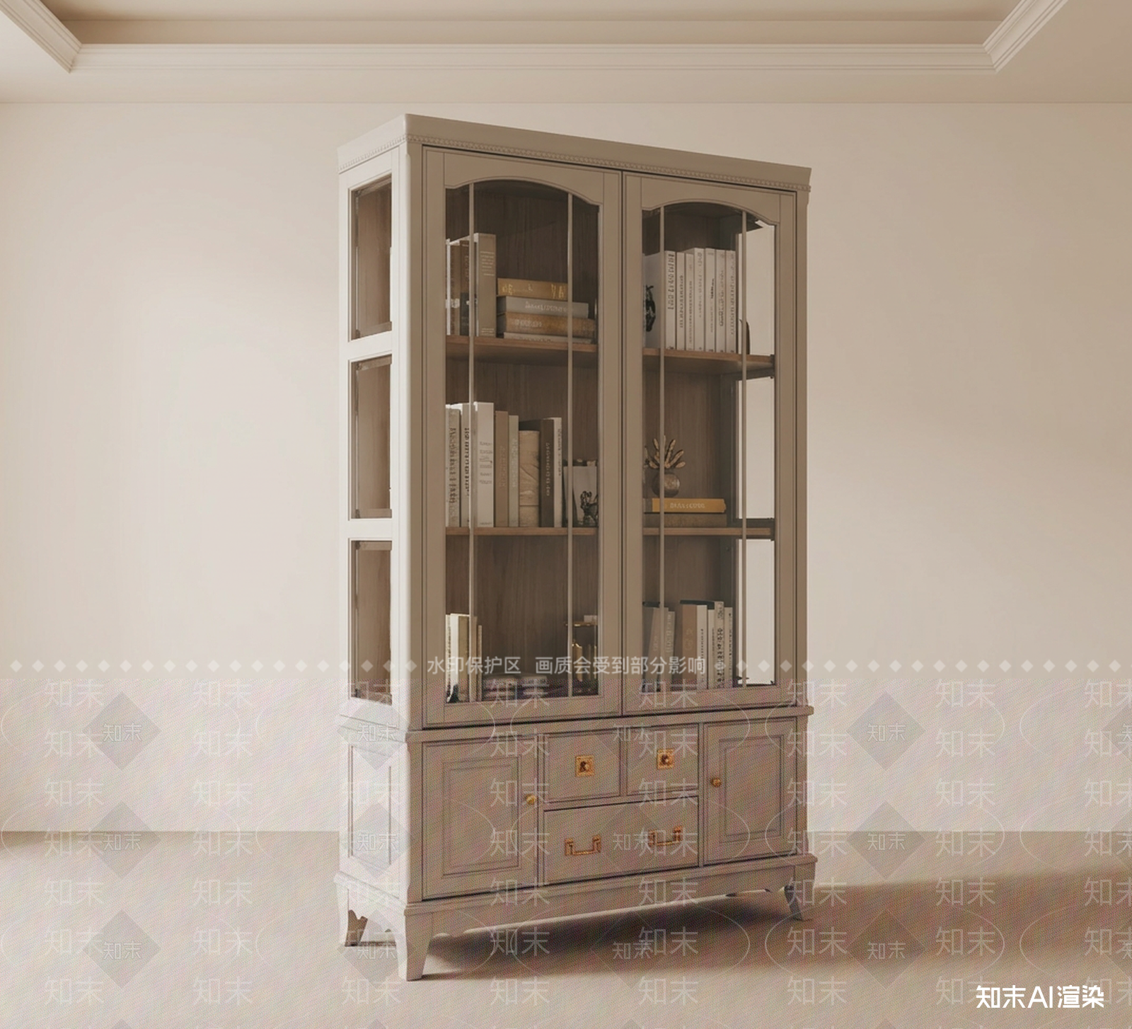 玻璃展示柜书柜3D模型下载【ID:1227564760】