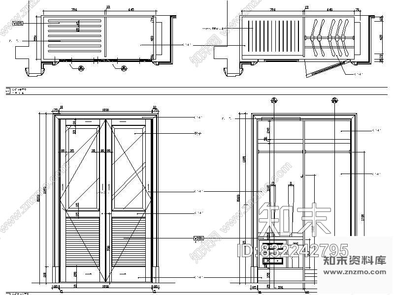 图块/节点实木衣柜详图cad施工图下载【ID:832242795】