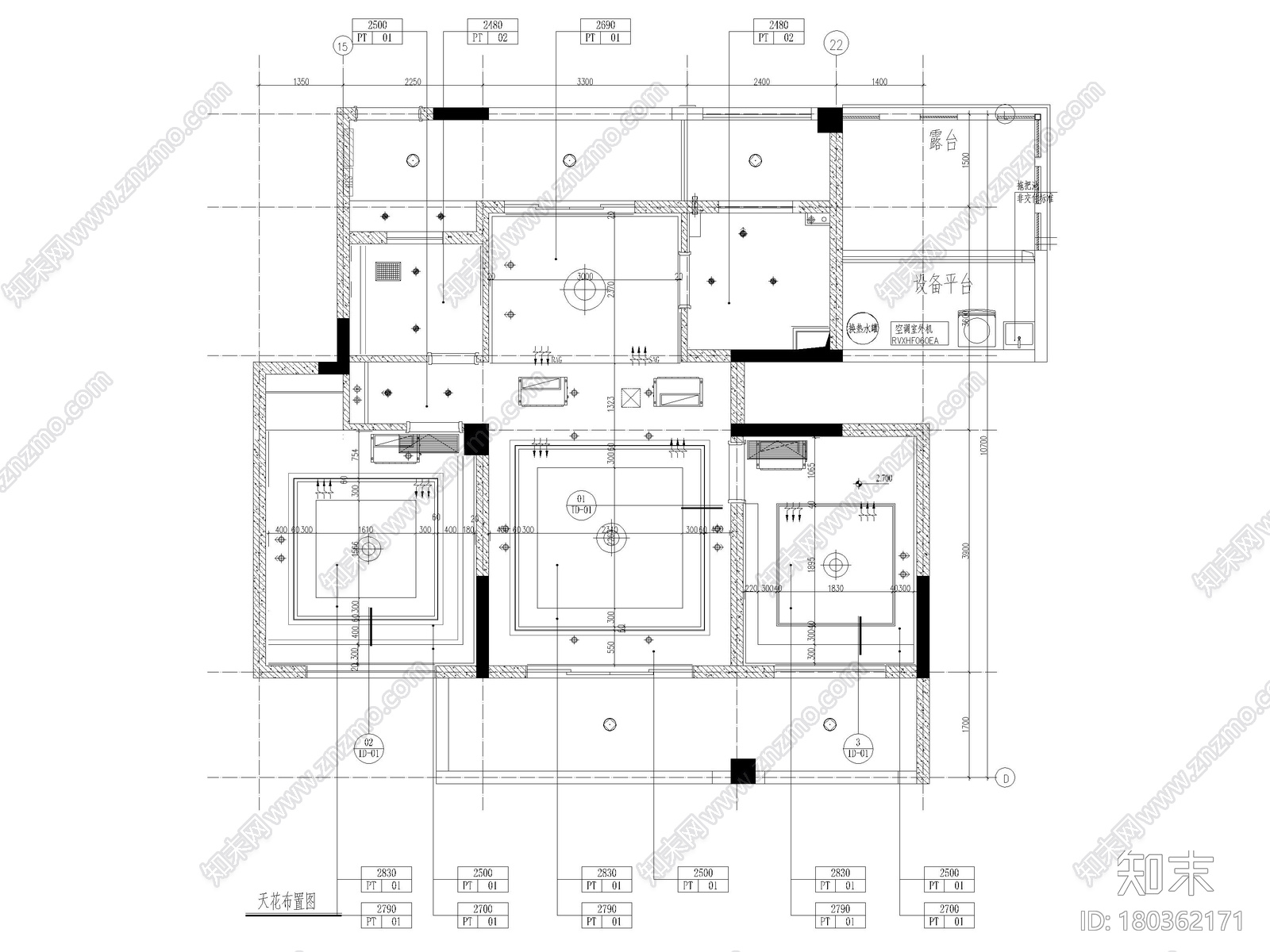 [上海]102㎡现代二居家装样板房装修施工图施工图下载【ID:180362171】