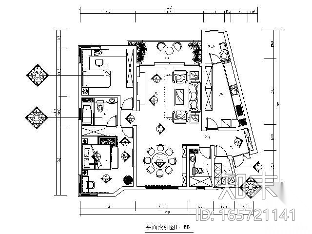 [毕业设计]120㎡现代简约欧式家装设计cad施工图下载【ID:165721141】