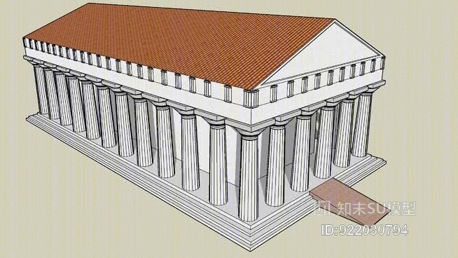 带凹槽圆柱的希腊寺庙SU模型下载【ID:922030794】