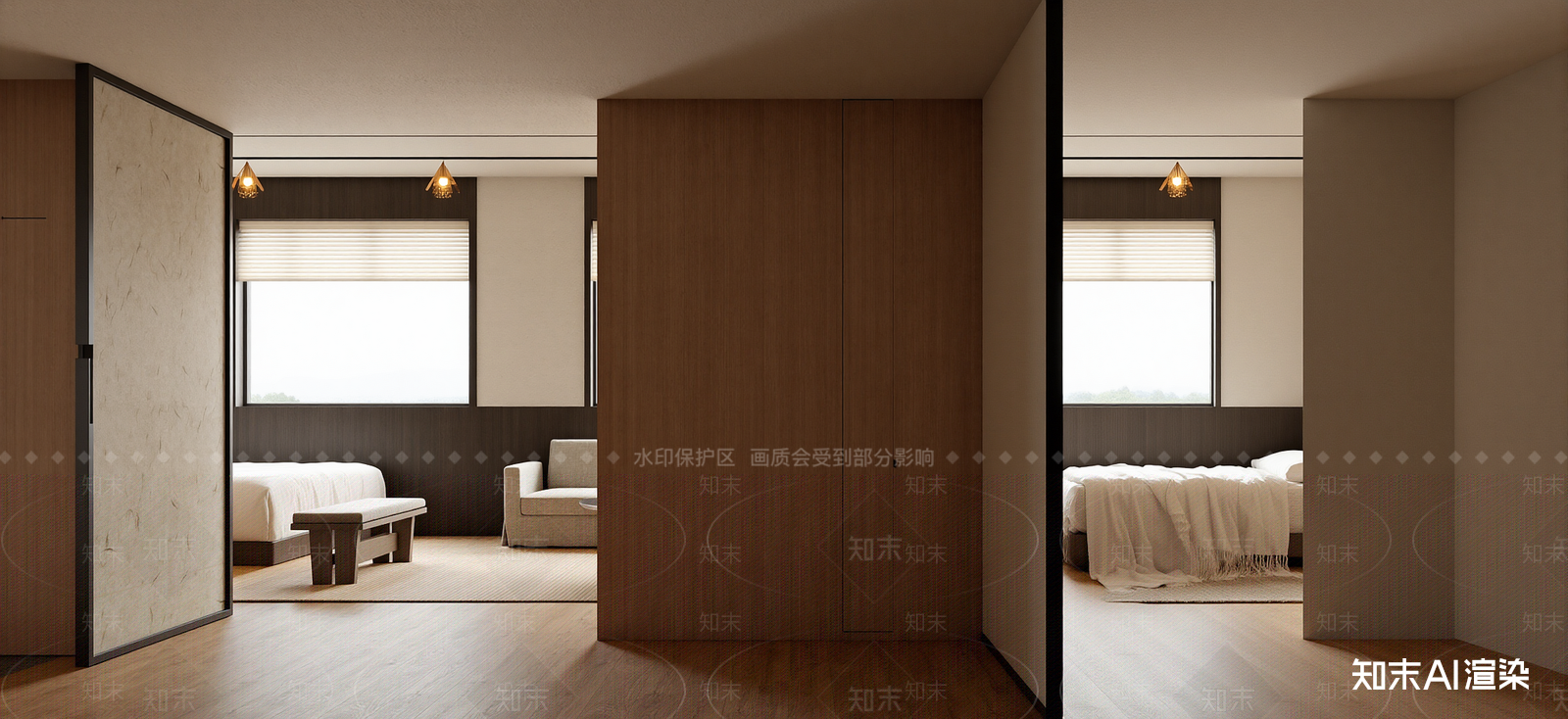 侘寂套房卧室SU模型下载【ID:1222283588】