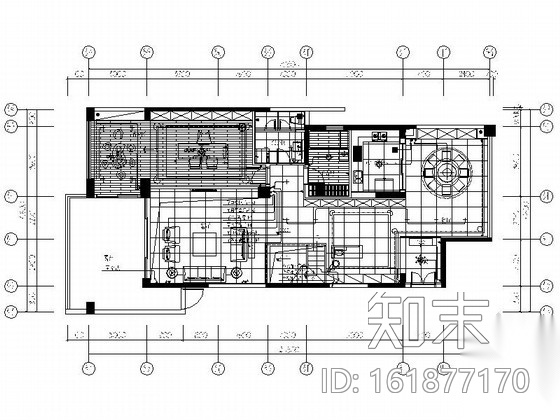 [广东]某现代时尚双层别墅室内装修施工图（含效果）cad施工图下载【ID:161877170】