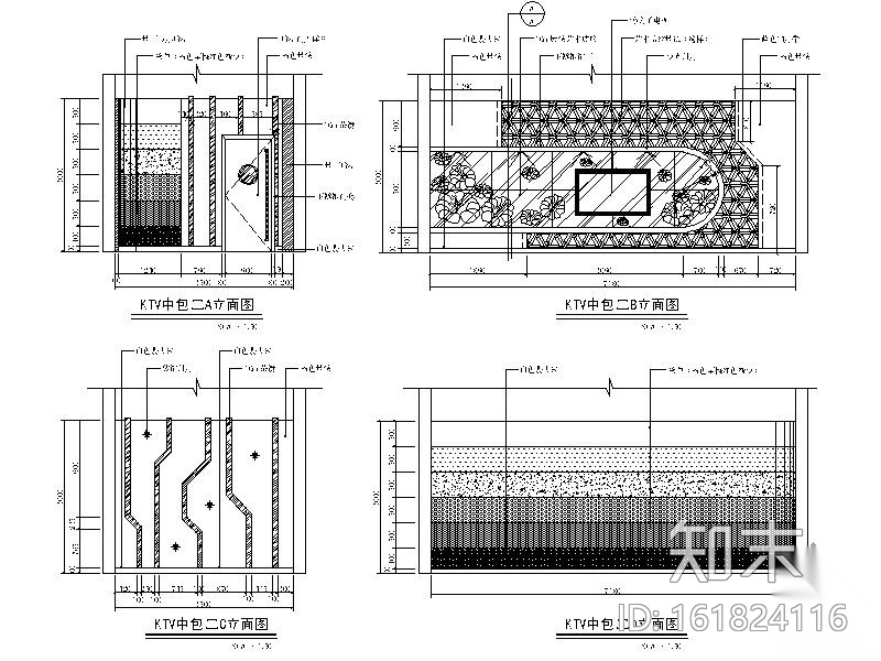 某三星级酒店KTV室内装修图cad施工图下载【ID:161824116】