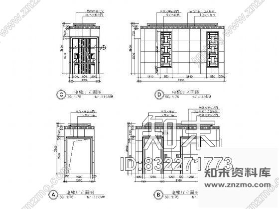 图块/节点电梯厅立面设计图施工图下载【ID:832271773】