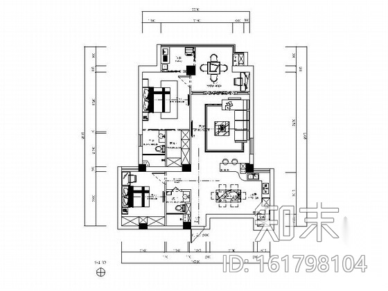 [瑞安]现代简约三居室样板房装修图（含效果）cad施工图下载【ID:161798104】