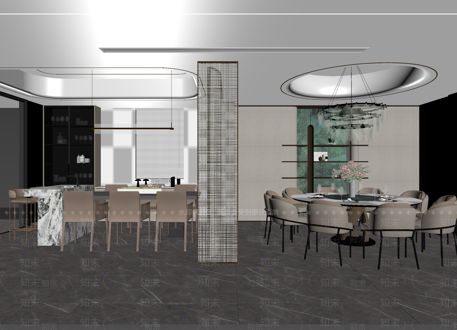 现代酒店餐厅3D模型下载【ID:1215186633】