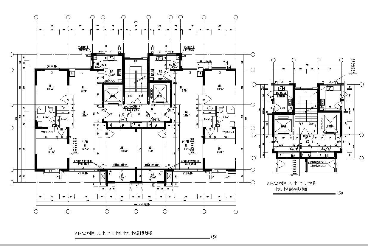 [宁夏]高层剪力墙结构塔式住宅楼施工图（含效果图及多...cad施工图下载【ID:149778133】