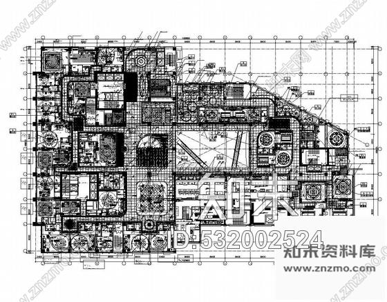 施工图北京现代中式海鲜特色餐厅cad施工图下载【ID:532002524】