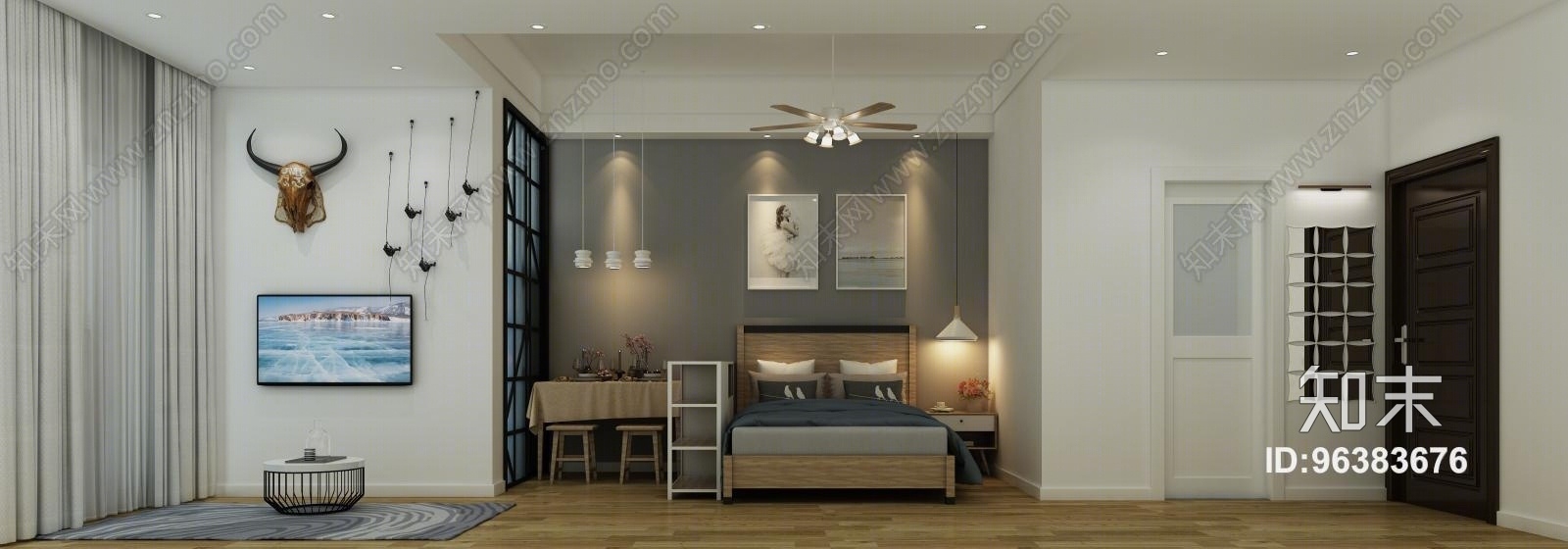 北欧客厅3D模型下载【ID:96383676】