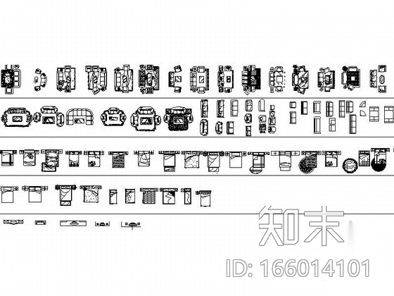 全套室内家居平面CAD图块下载施工图下载【ID:166014101】