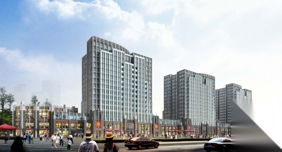 [郑州]某十六层SOHO办公楼建筑扩初图（含效果图）cad施工图下载【ID:167230116】