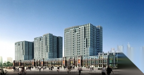 [郑州]某十六层SOHO办公楼建筑扩初图（含效果图）cad施工图下载【ID:167230116】