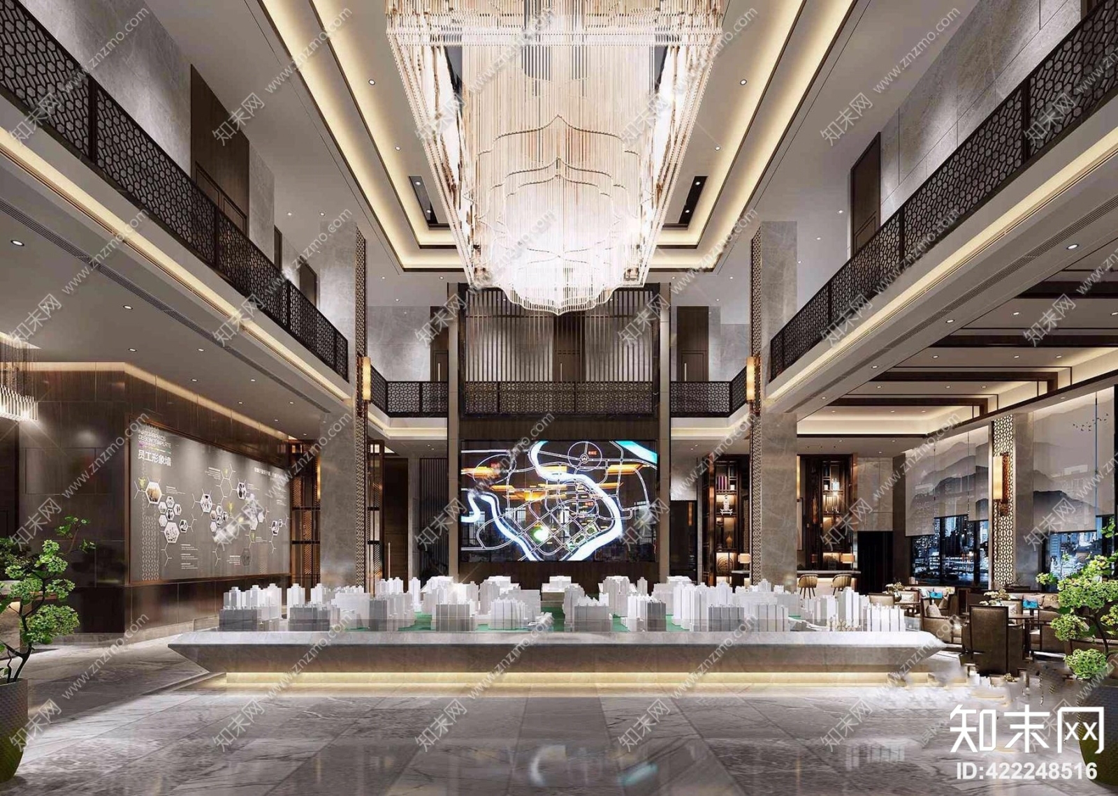 中式售楼大厅休息区3D模型下载【ID:422248516】