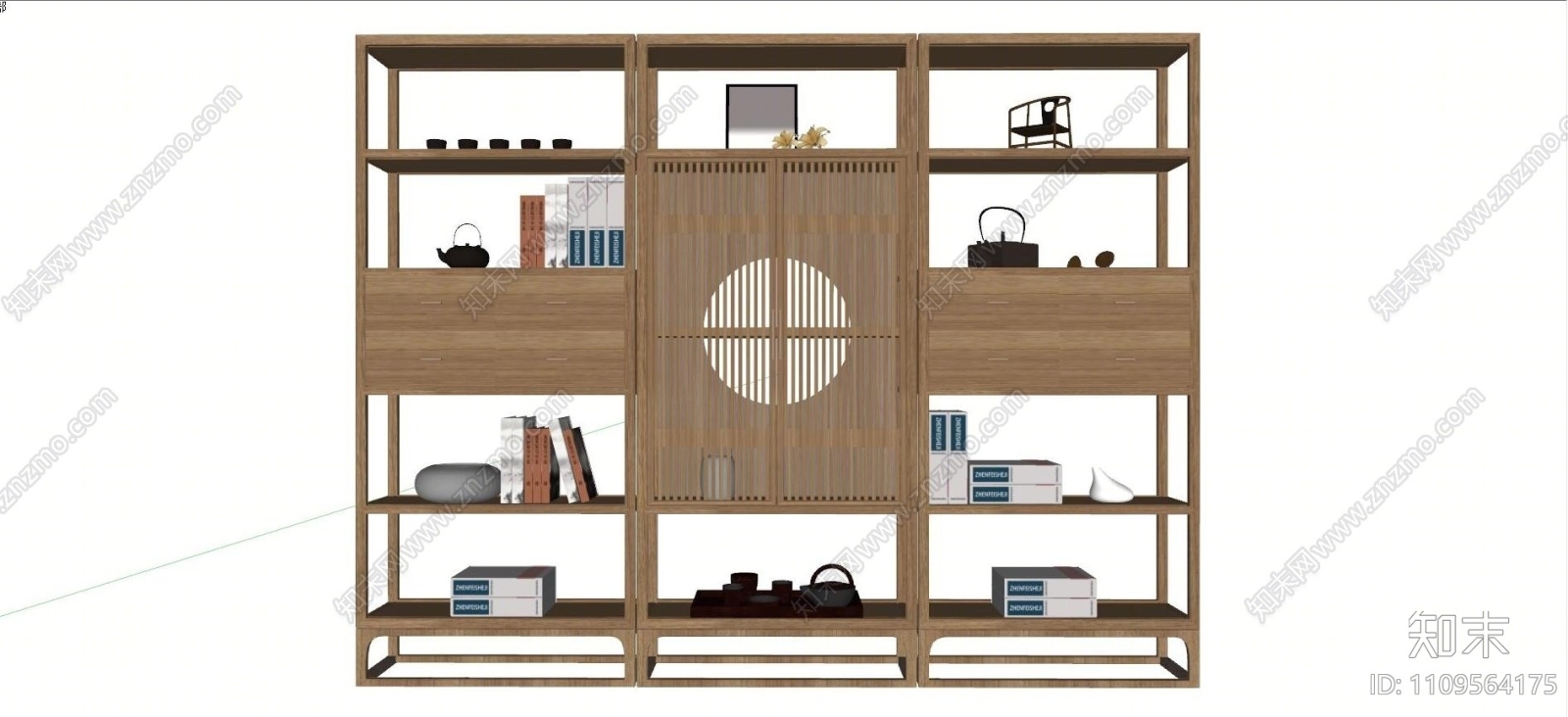 新中式实木博古架SU模型下载【ID:1109564175】