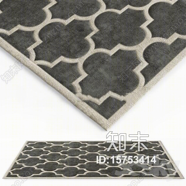 现代图案绒布地毯3D模型下载【ID:15753414】