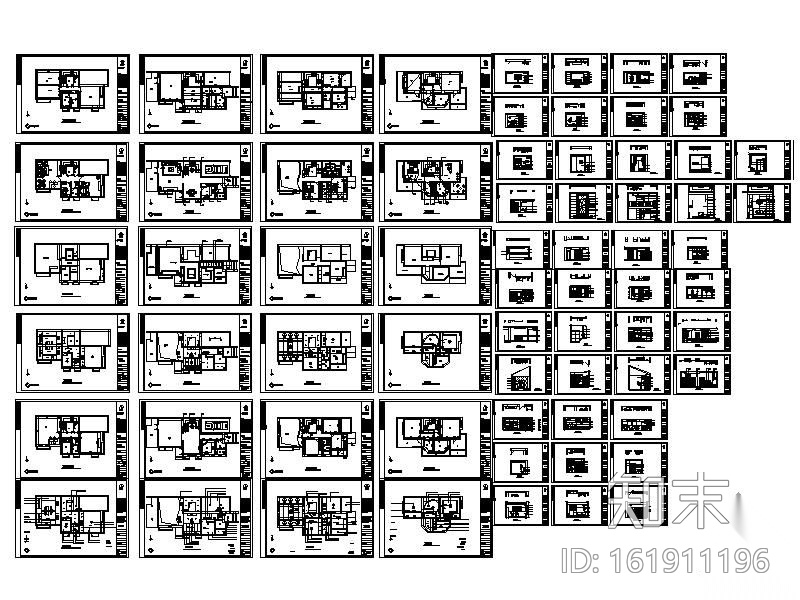 [上海]某三层别墅室内施工图cad施工图下载【ID:161911196】