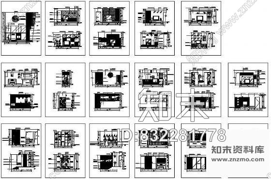 图块/节点33个客厅背景墙施工图施工图下载【ID:832281778】